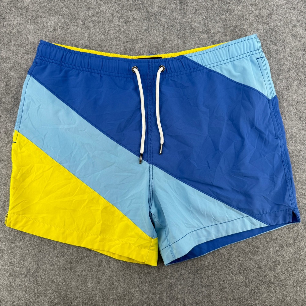 VTG Y2K Abercrombie & Fitch Swim Trunks Mens L 133S0109 Blue Yellow Colorblock